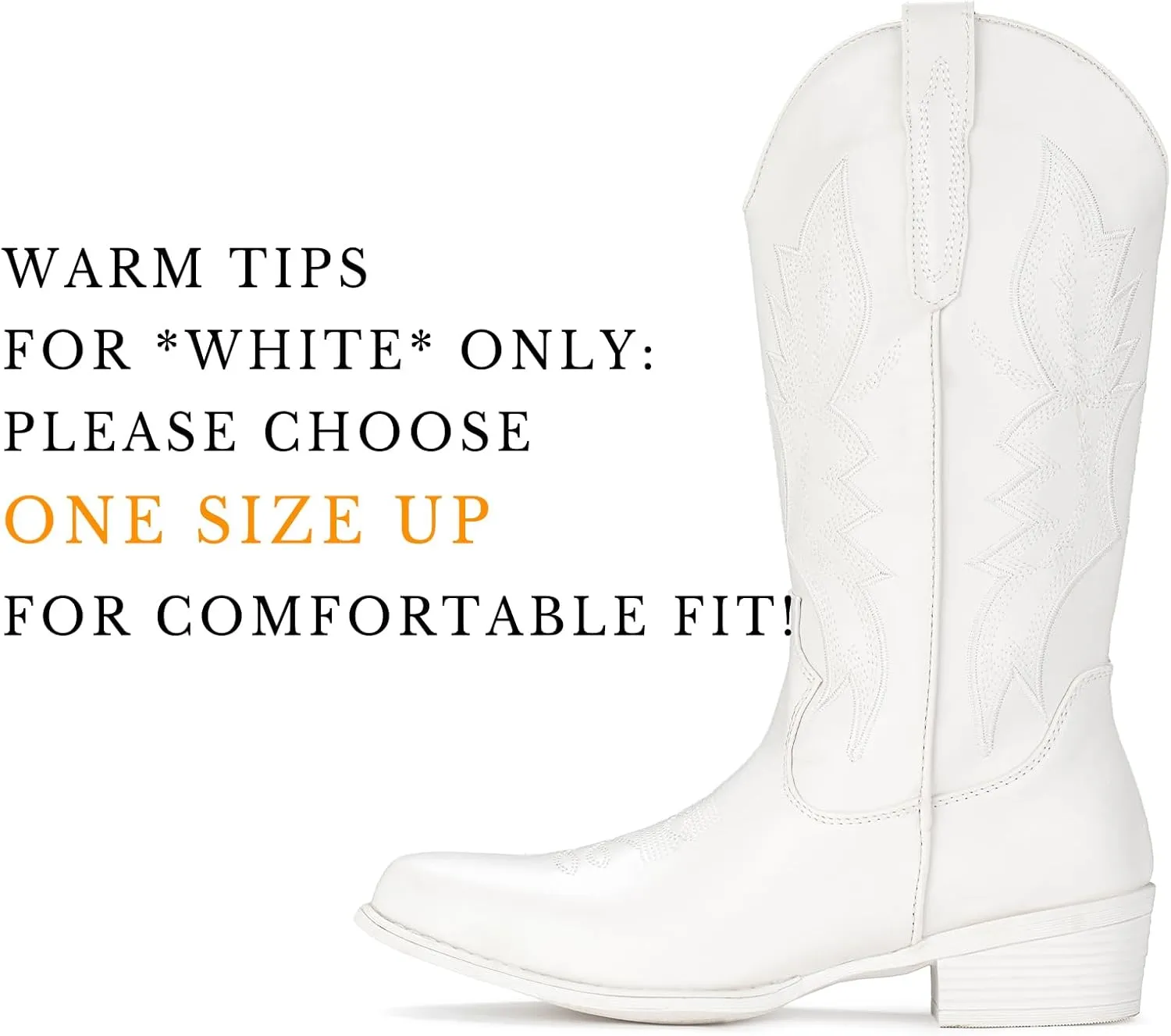 IUV Cowboy Boots For Women Western Boots Cowgirl Boots Pull On Pointy Toe Mid Calf Boots