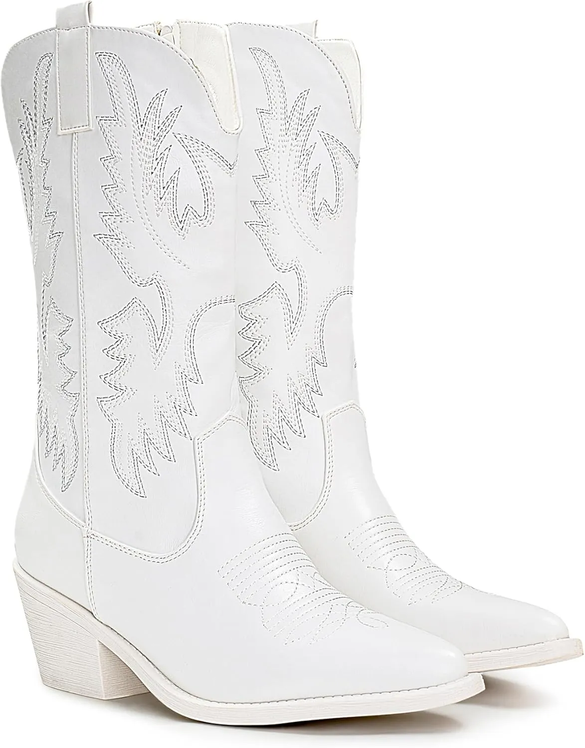 IUV Cowboy Boots For Women Western Cowgirl Boots Pull On Pointy Toe Mid Calf
