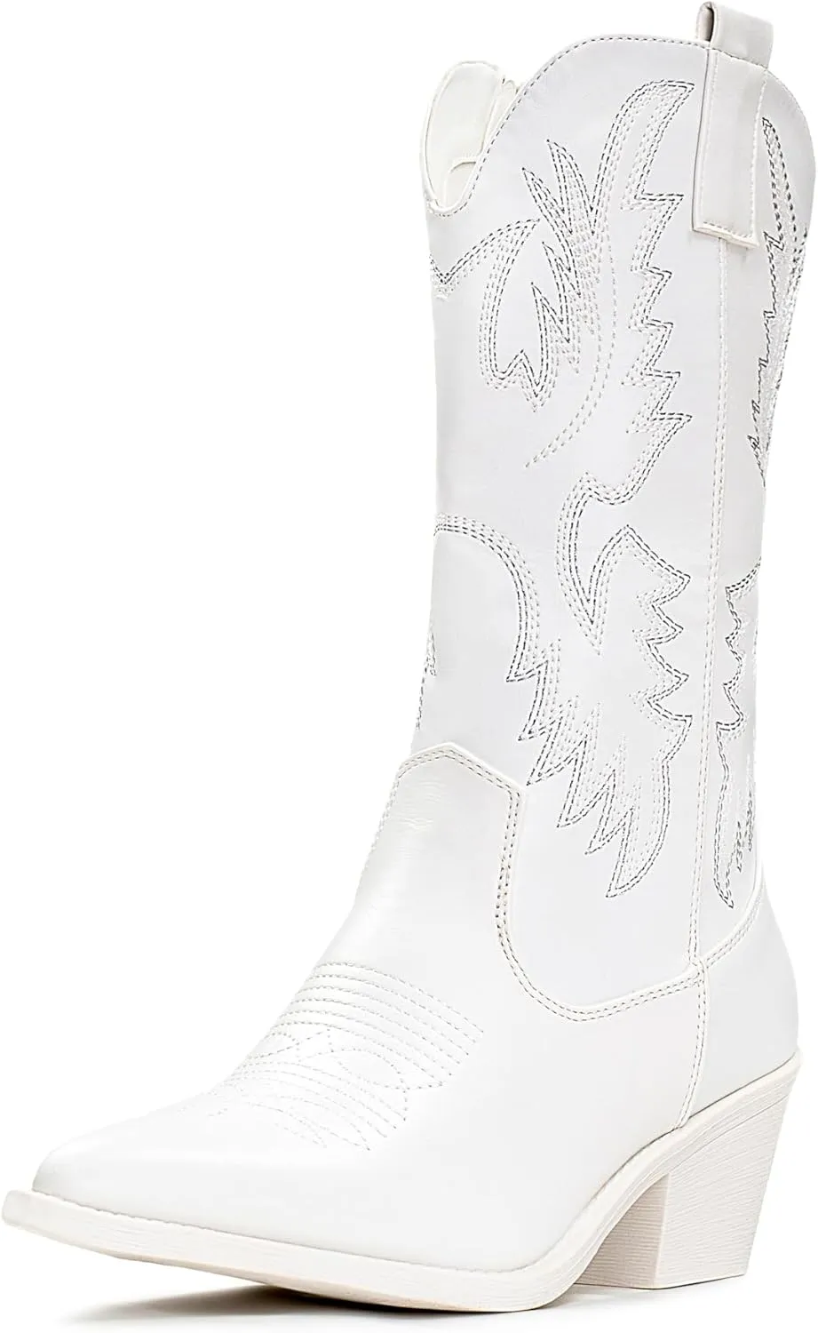 IUV Cowboy Boots For Women Western Cowgirl Boots Pull On Pointy Toe Mid Calf
