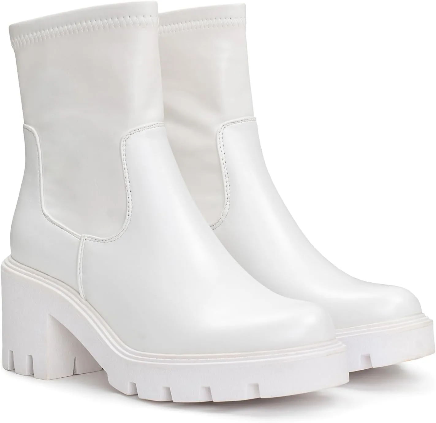 IXU 2024 Women's Chelsea Boots Chunky Boots For Women Platform Ankle Pull-On Lug Sole Elastic Fall Black Fashion Booties Shoe