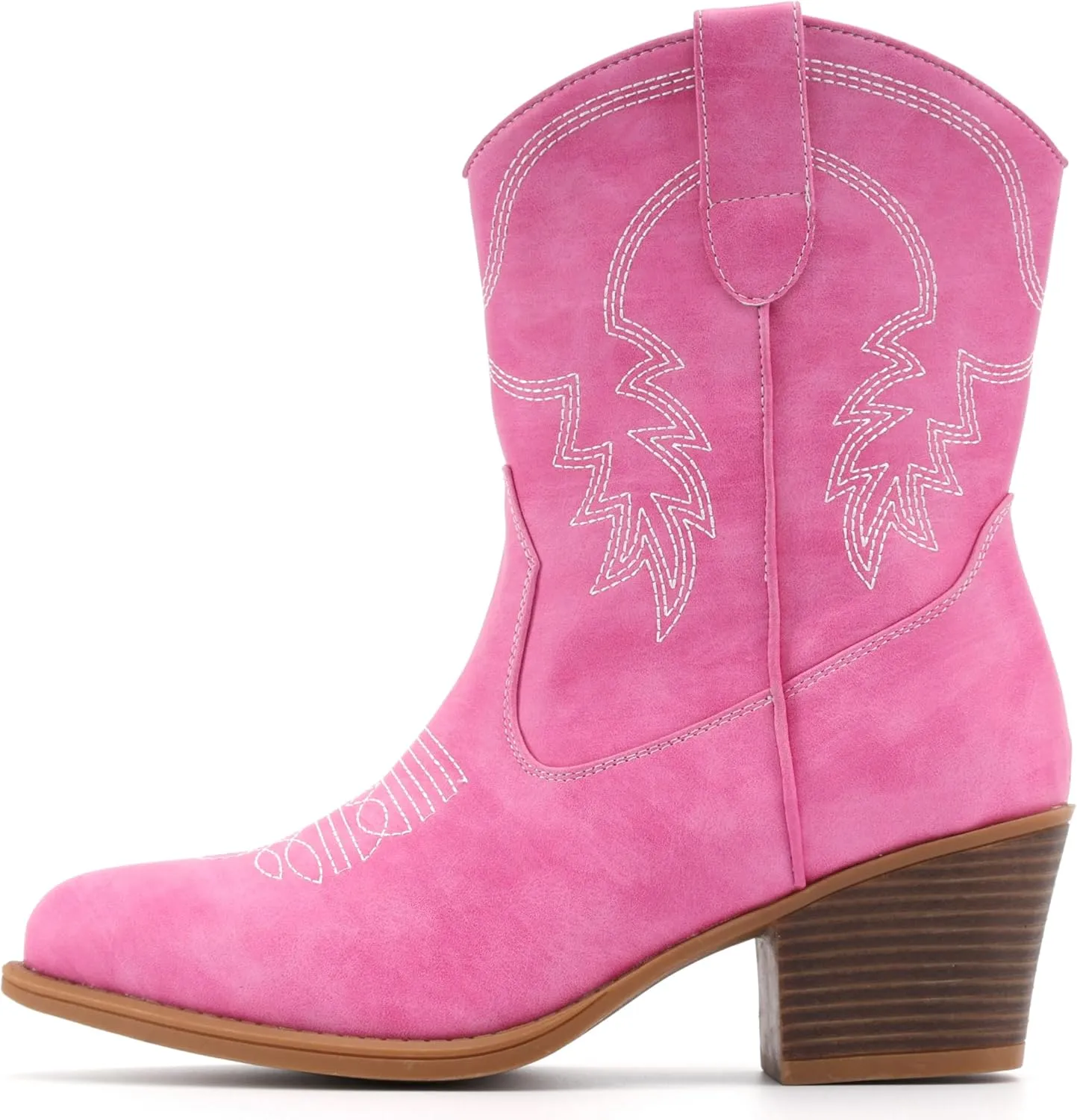 IXU Cowboy Boots for Women Ankle Cowgirl Booties Wide Mid Calf Pointed Toe Western Boots Short Chunky Classic Booties
