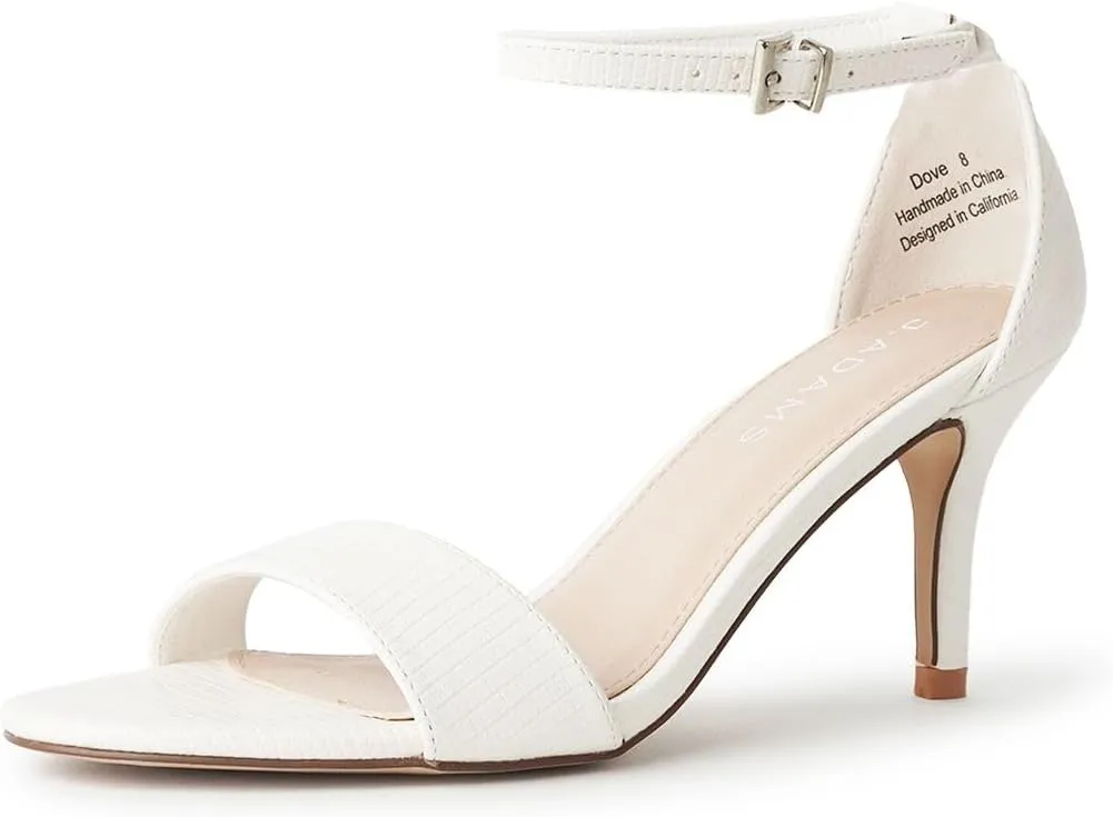 J. Adams Dove Ankle Strap Womens Stiletto For Women Sexy - Open Toe Strappy Heels, Wedding Shoes For Bride, Summer Heels and Bridal Shoes