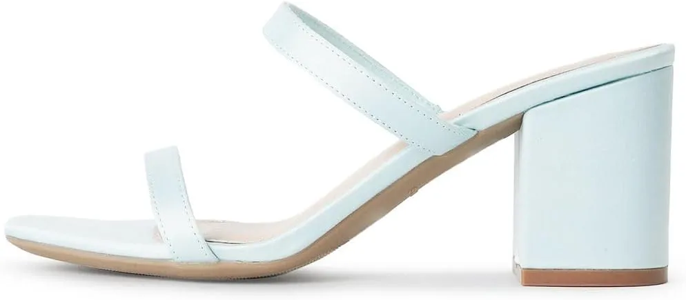 J. Adams Stormi Heeled Sandals Women Dressy Summer Flat Mules- Square Toe Double Band Low Block Heel Sandals - Chunky Sandals for Women - Summer Sandals, Womens Dress Sandals, Women's Heeled Sandals