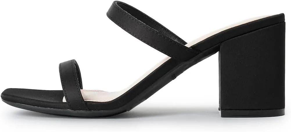 J. Adams Stormi Heeled Sandals Women Dressy Summer Flat Mules- Square Toe Double Band Low Block Heel Sandals - Chunky Sandals for Women - Summer Sandals, Womens Dress Sandals, Women's Heeled Sandals