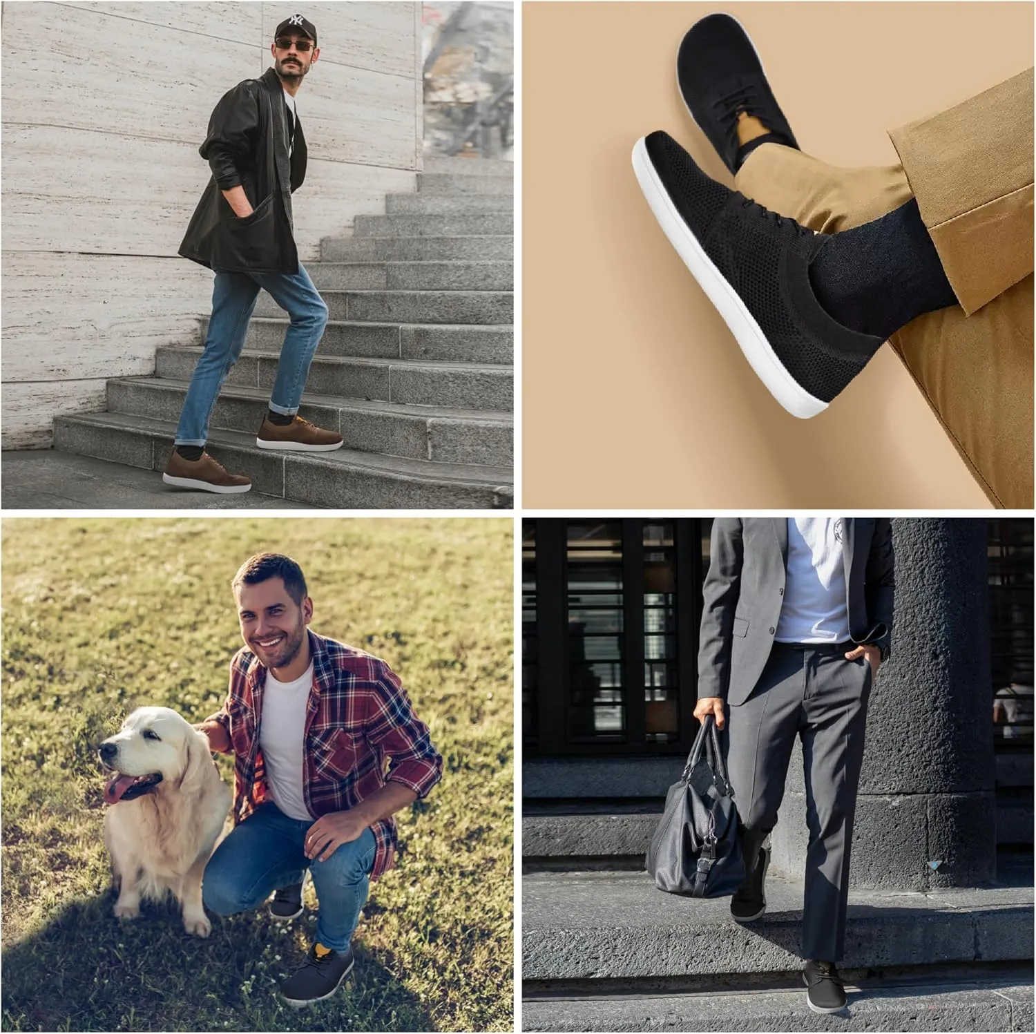 JACKSHIBO Men's Dress Sneakers Fashion Oxfords Business Casual Shoes Wide Toe Box Barefoot Minimalist Walking Sneakers Zero Drop Sole