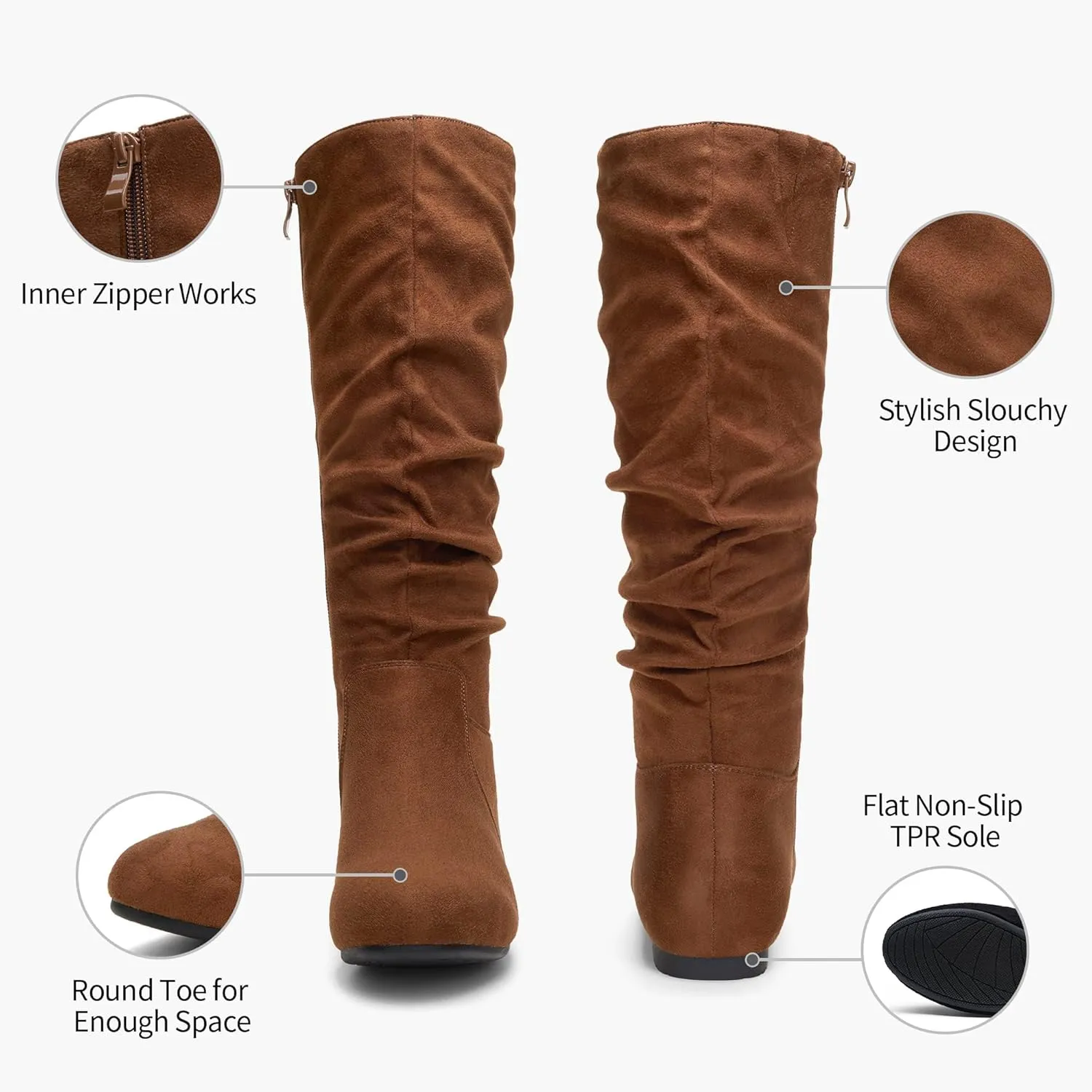 Jeossy Women's 941 Knee High Boots, Falt Slouch Boots, Tall Fall Boots Pull on