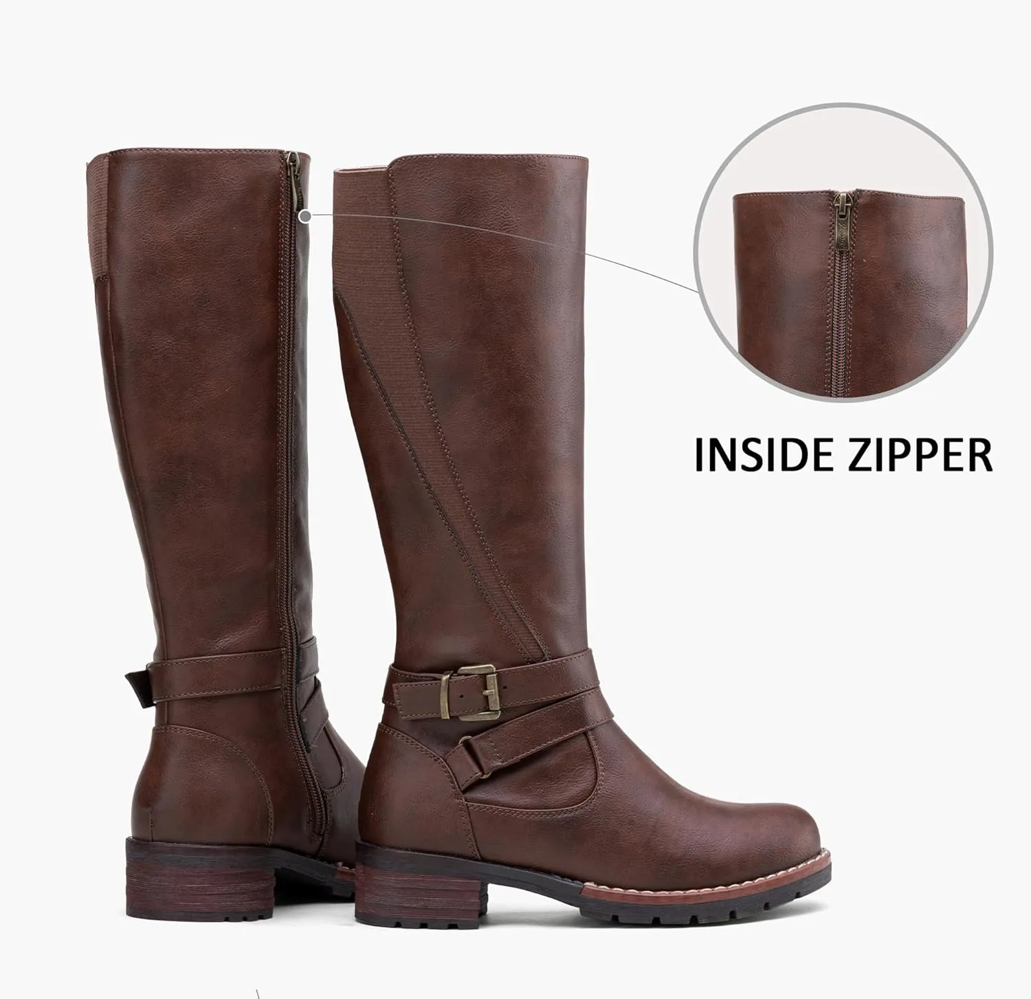 Jeossy Women's 9659 Knee High Boots, Riding Horse Tall Boots with Elastic Band and Side Zipper