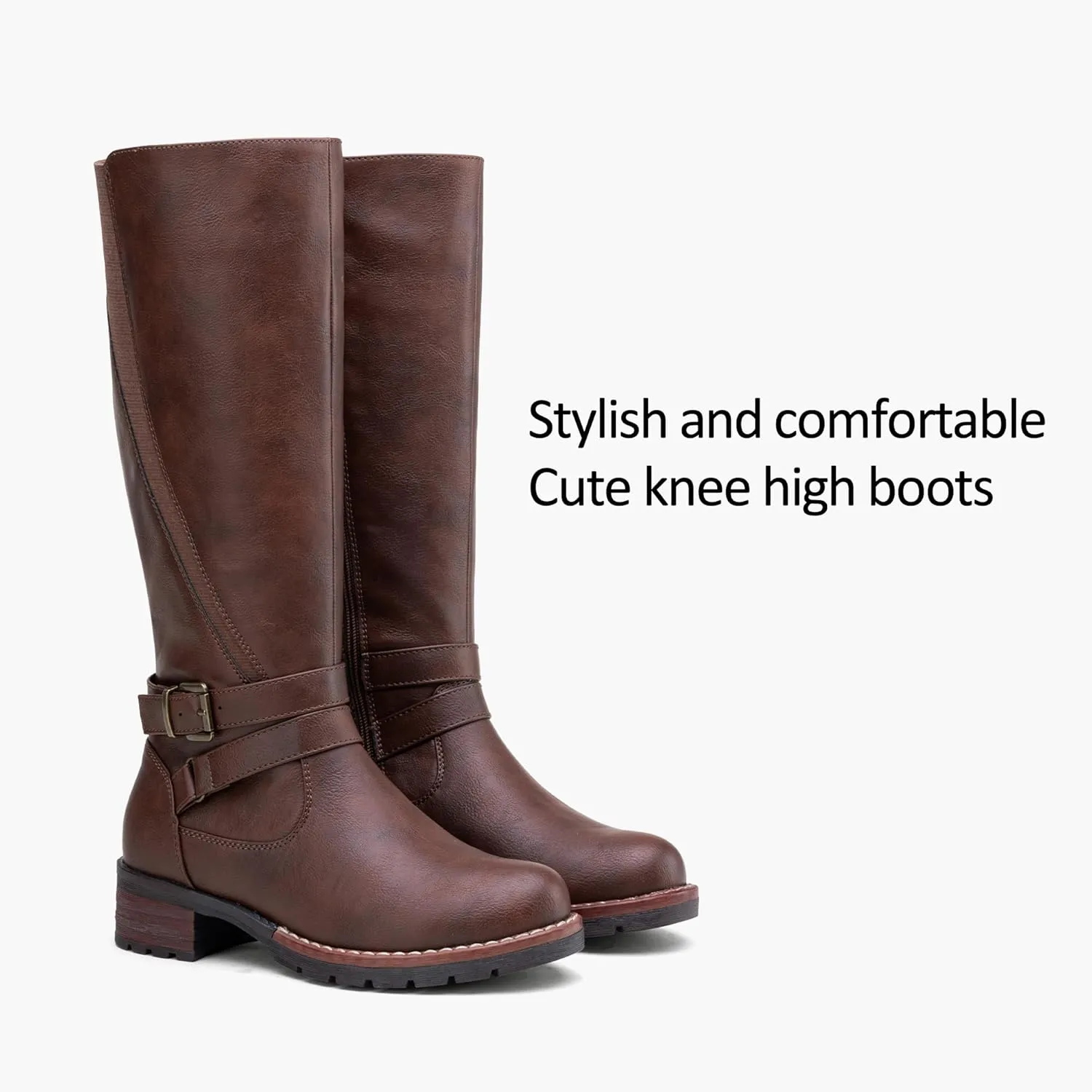 Jeossy Women's 9659 Knee High Boots, Riding Horse Tall Boots with Elastic Band and Side Zipper
