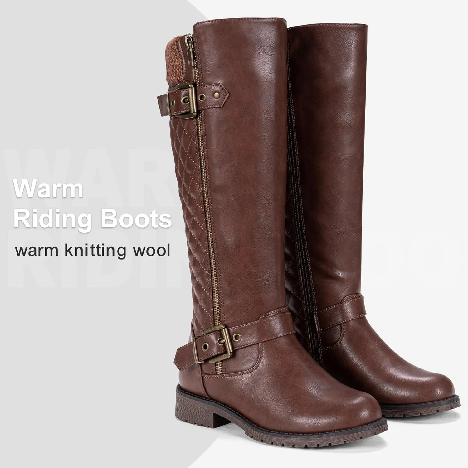 Jeossy Women's Knee High Riding Tall Boots, Comfortable with Metal Buckle and Zipper Boots with Wide Calf