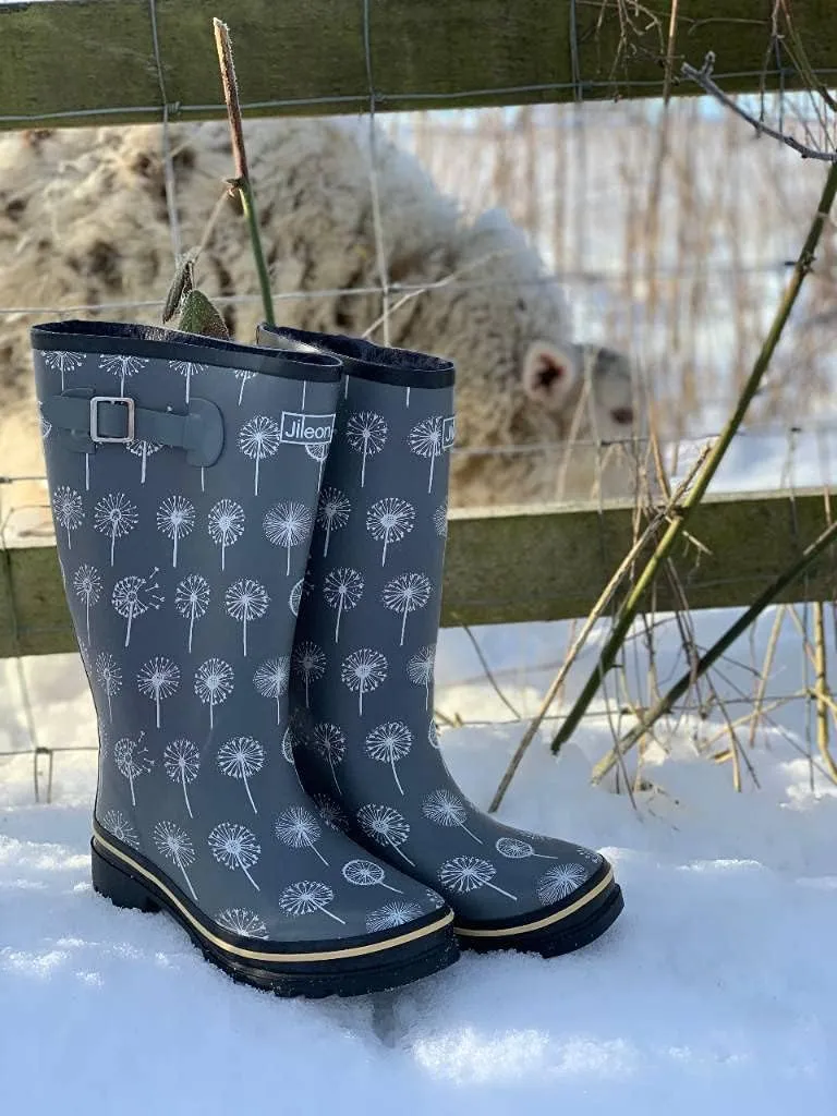 Jileon Wide Fit Womens Rain Boots - Fit up to 18” Calves - Unique Design For Wide Feet, Ankles & Calves