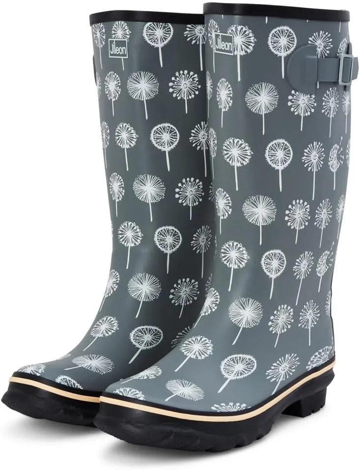 Jileon Wide Fit Womens Rain Boots - Fit up to 18” Calves - Unique Design For Wide Feet, Ankles & Calves