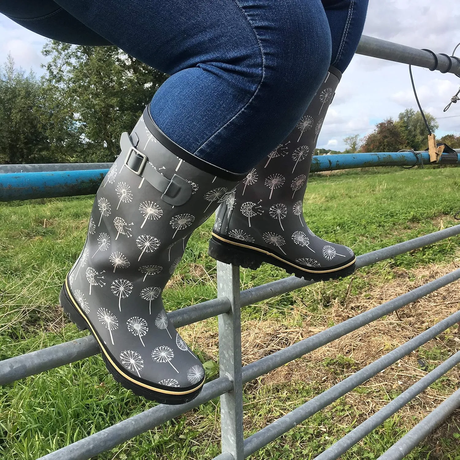 Jileon Wide Fit Womens Rain Boots - Fit up to 18” Calves - Unique Design For Wide Feet, Ankles & Calves