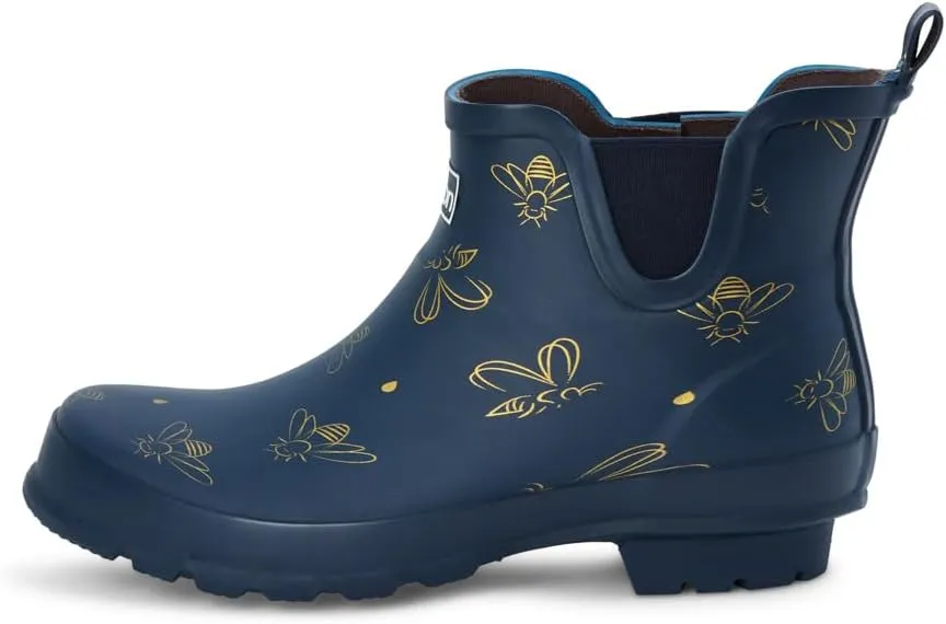 Jileon Womens Ankle Height Waterproof Rubber Rain Boots - Designed For Wide Feet & Wide Calves - Easy to Slip on and Off