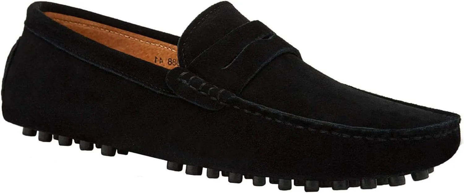 JIONS Mens Driving Penny Loafers Suede Moccasins Slip On Casual Dress Boat Shoes