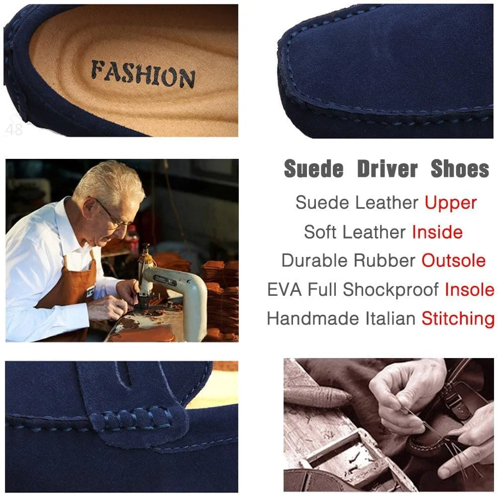 JIONS Mens Driving Penny Loafers Suede Moccasins Slip On Casual Dress Boat Shoes