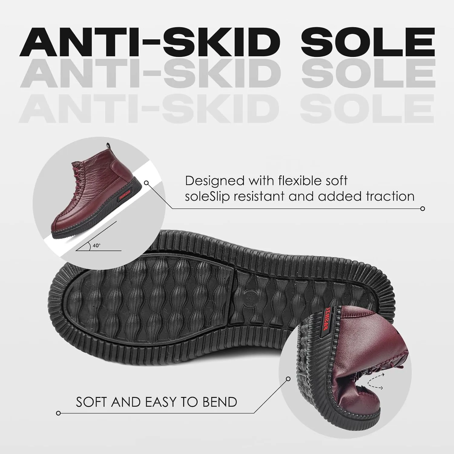 JishinGal Women's Winter New Fleece Thickened Warm Soft Bottom Cotton Boots Waterproof Slip-on Snow Shoes Leather Ankle Booties