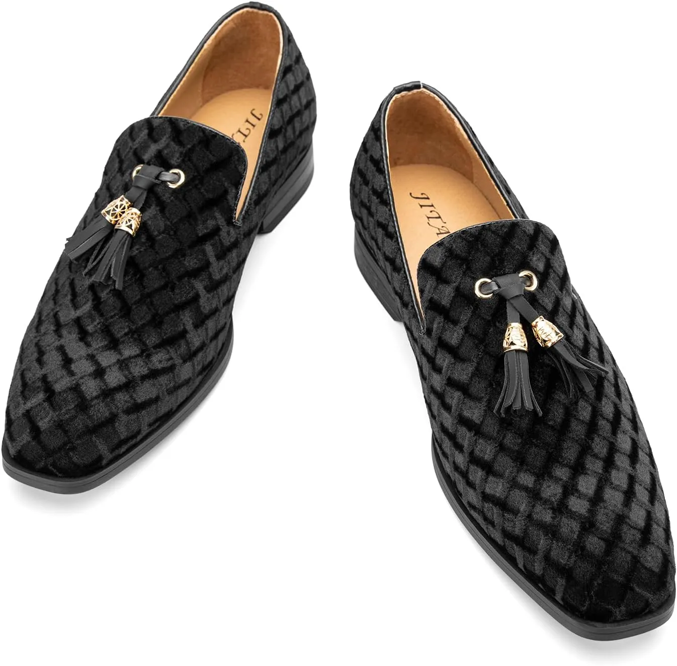 JITAI Men's Slip On Dress Casual Loafers with Tassel and Penny, Perfect for Weddings and Disco Nights, Fashionable Tuxedo Shoes with Comfortable Rubber Sole.