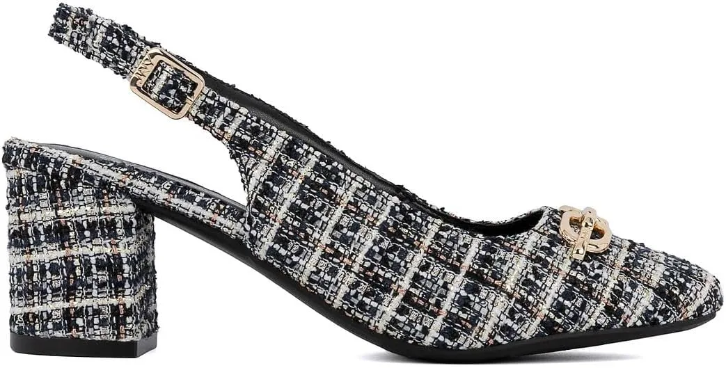 Jones New York Women's Patent Slingback Heeled Sandals | Block Heel Dress Shoes with Buckle | Open-Toe/Closed-Toe Elegant & Comfortable Footwear for Formal Events, Parties & Weddings