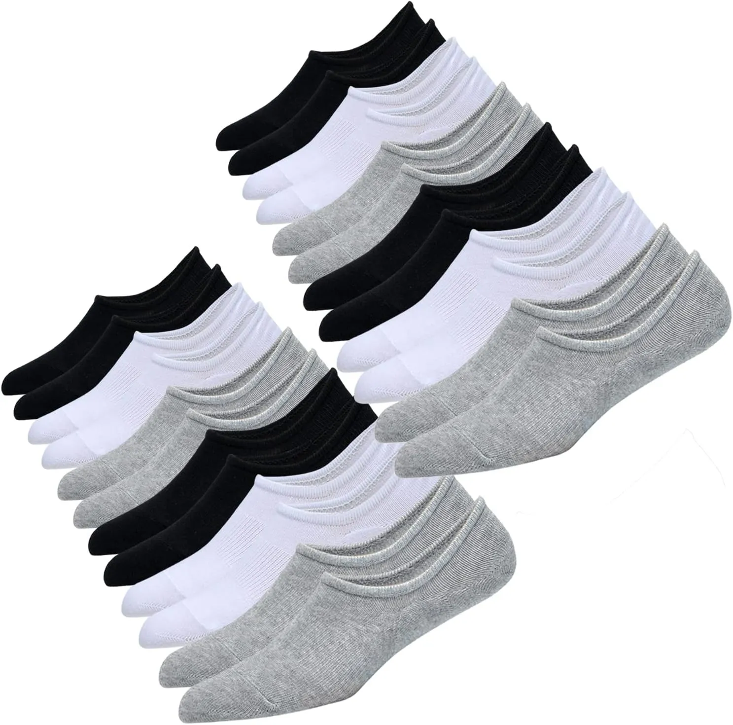 JORMATT Mens No Show Socks Cotton Low Cut Short Casual Socks Men With Non-Slip Grips, 12 Pairs/8 Pairs/6 Pairs