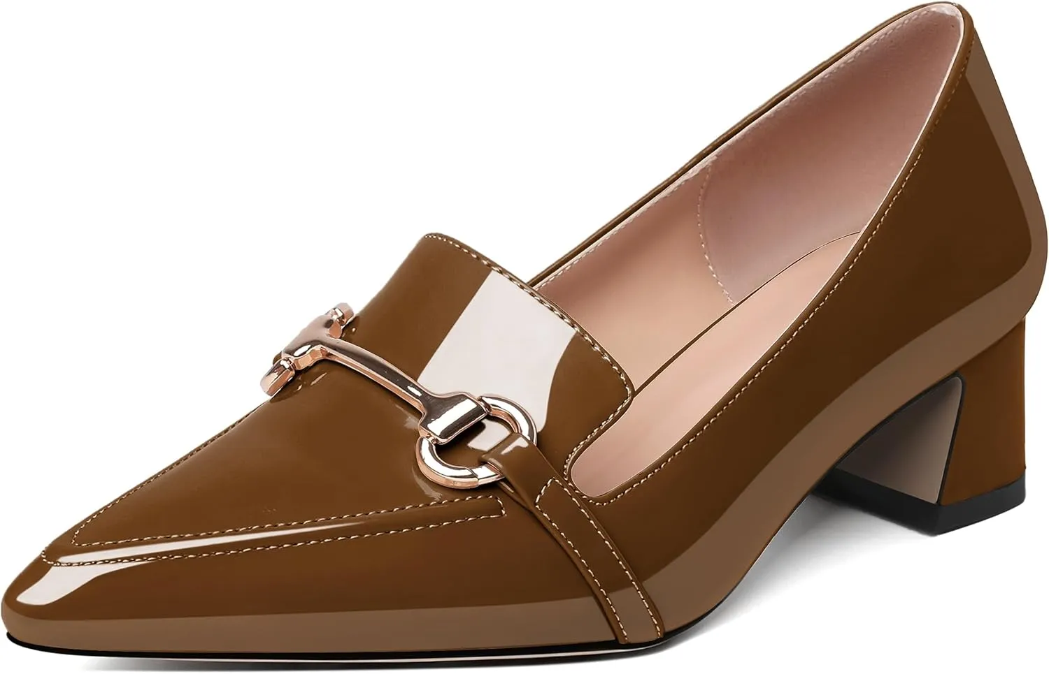 Joseywade Low Block Chunky Heels Slip on 2 Inch Women's Pointed Toe Pumps Loafers Closed Toe Shoes