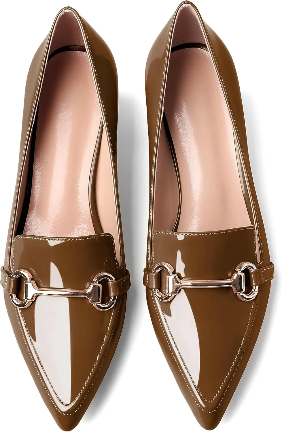 Joseywade Low Block Chunky Heels Slip on 2 Inch Women's Pointed Toe Pumps Loafers Closed Toe Shoes