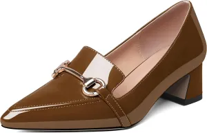 Joseywade Low Block Chunky Heels Slip on 2 Inch Women's Pointed Toe Pumps Loafers Closed Toe Shoes