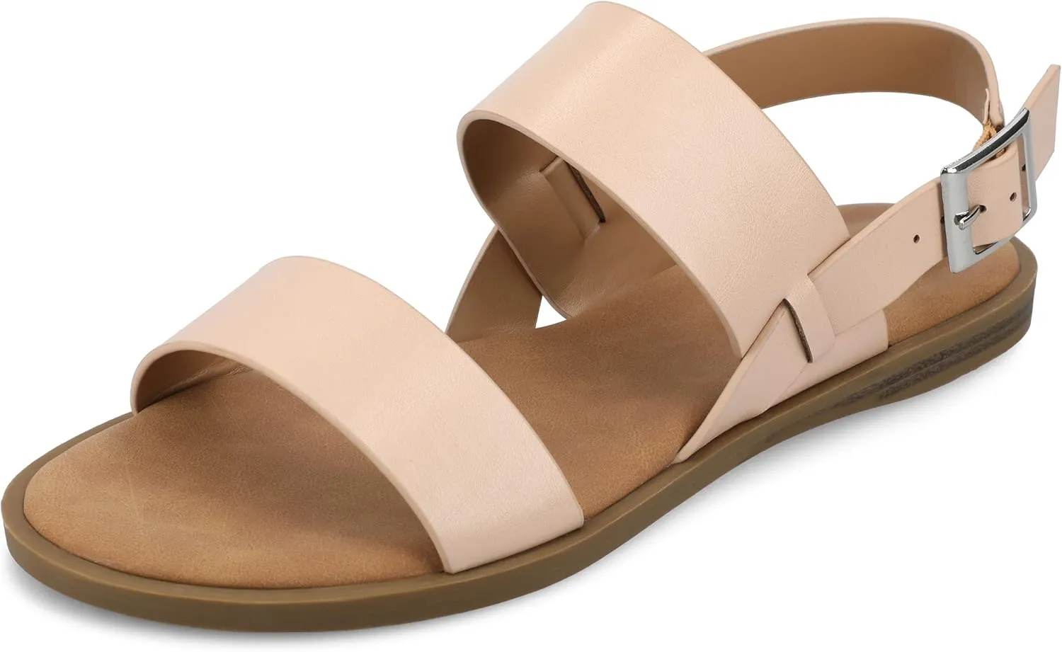 Journee Collection Women's Lavine Multi Strap Flat Sandals, Blush, 8.5