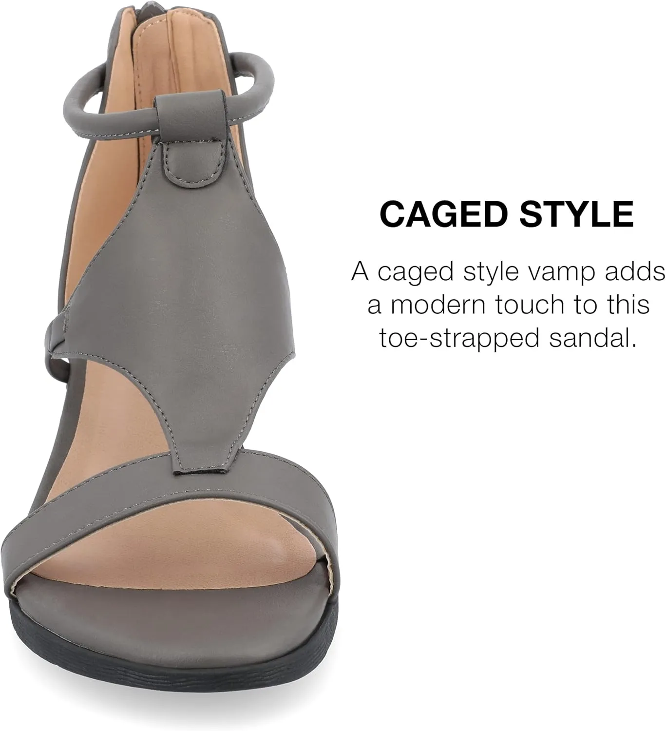 Journee Collection Womens Trayle Faux Leather Strappy Wedge Sandals