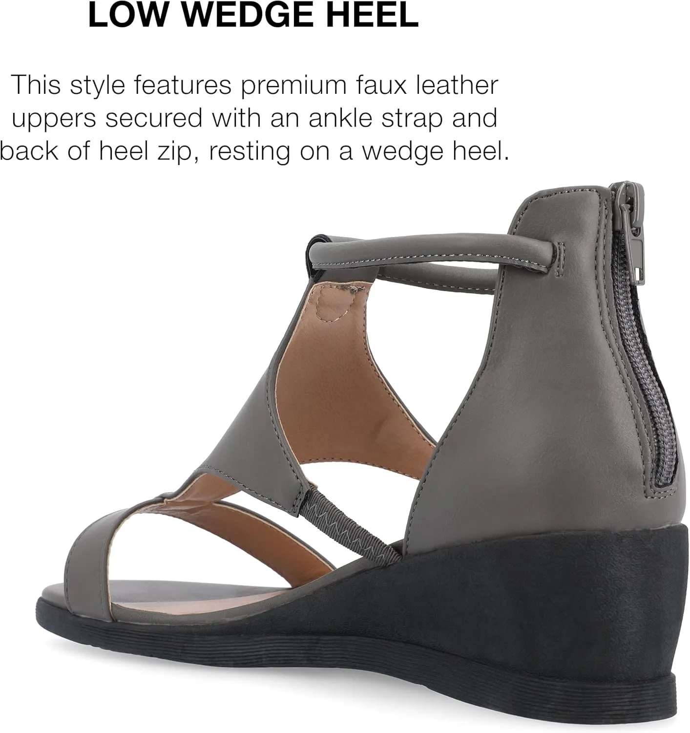 Journee Collection Womens Trayle Faux Leather Strappy Wedge Sandals