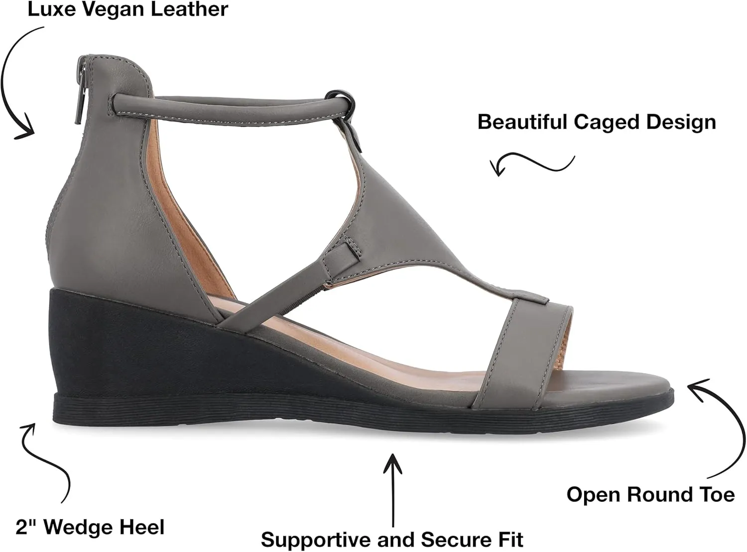 Journee Collection Womens Trayle Faux Leather Strappy Wedge Sandals