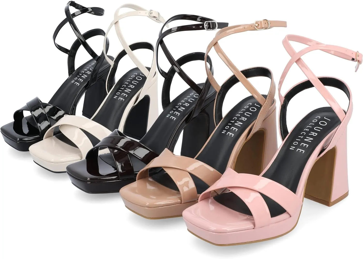 Journee Collection Womens Zorana Patent Strappy Slingback Sandals