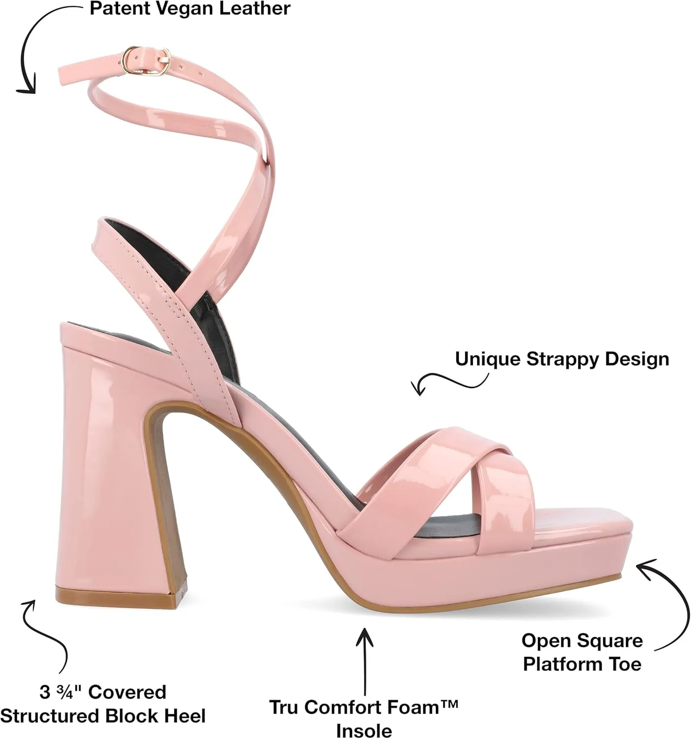 Journee Collection Womens Zorana Patent Strappy Slingback Sandals