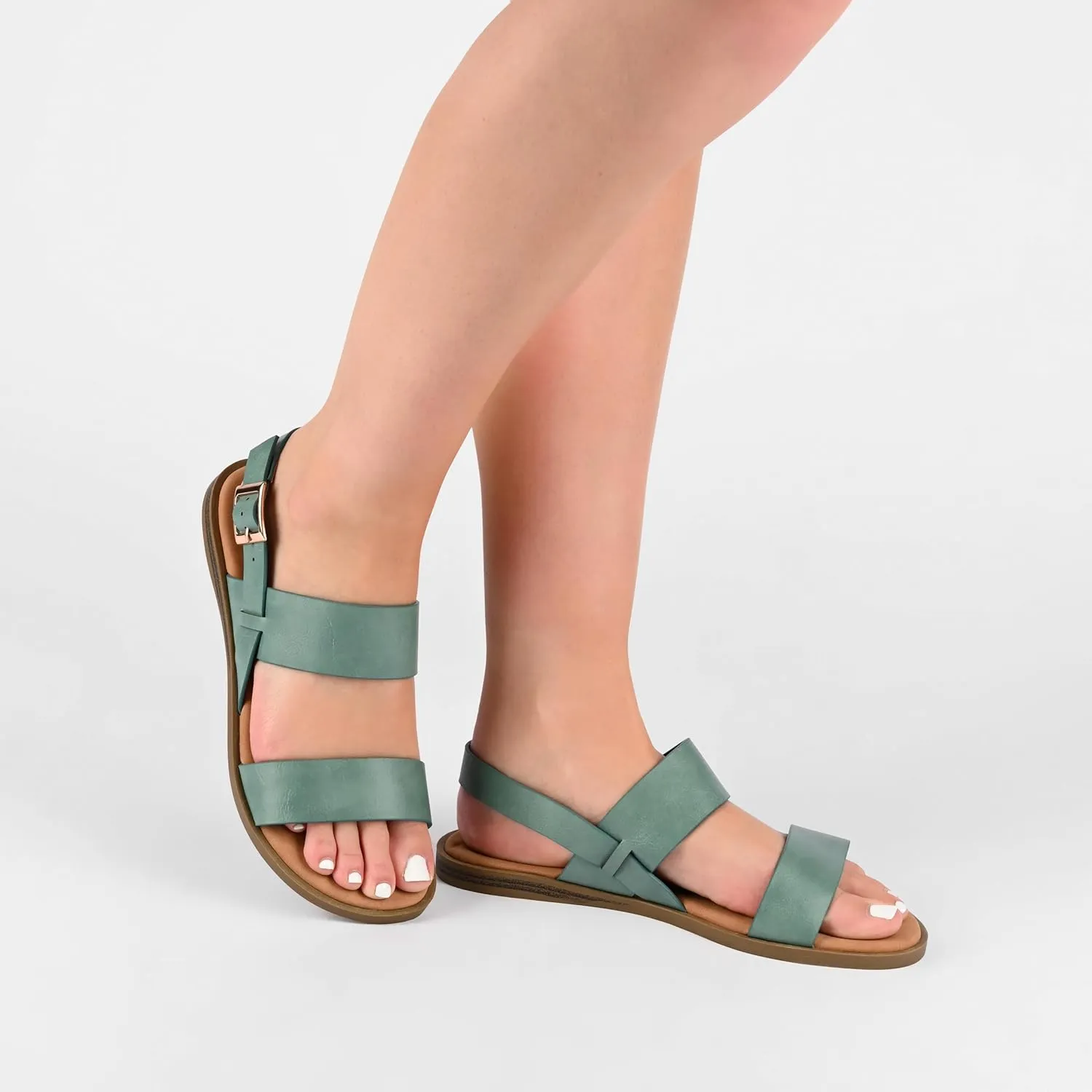 Journee Womens and Lavine Multi Strap Flat Sandals
