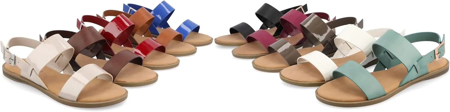 Journee Womens and Lavine Multi Strap Flat Sandals