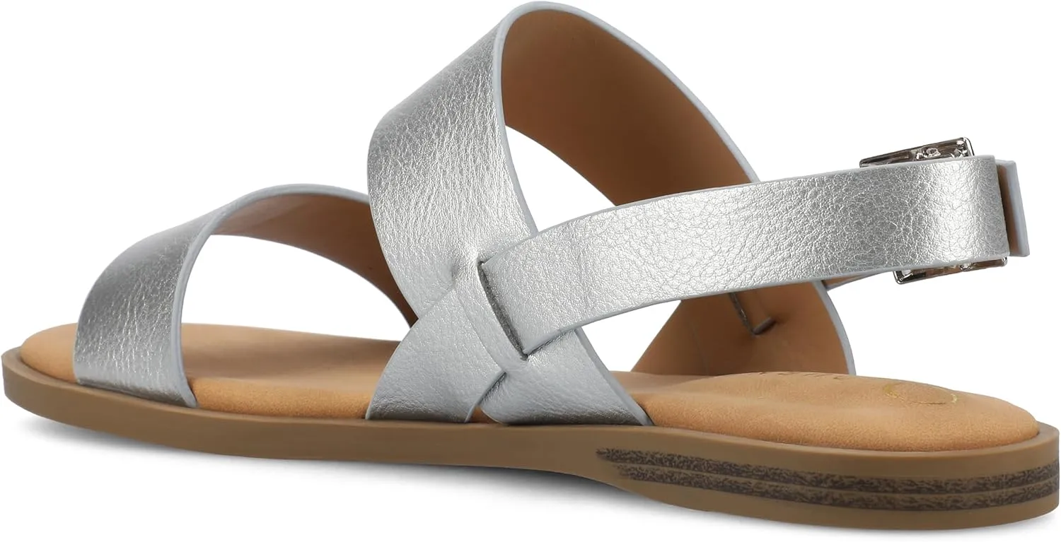 Journee Womens and Lavine Multi Strap Flat Sandals