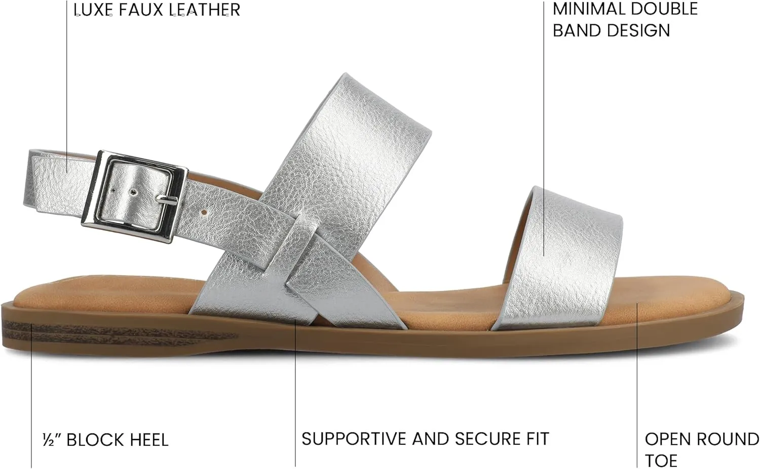 Journee Womens and Lavine Multi Strap Flat Sandals
