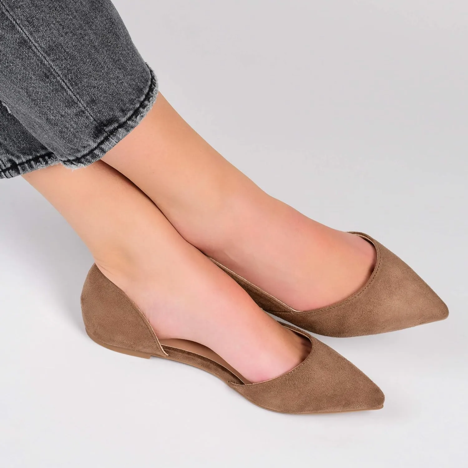 Journee Womens Ester Slip On Pointed Toe D'Orsay Flats