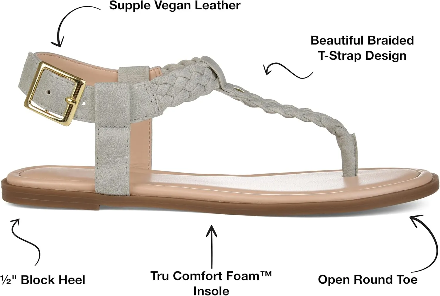 Journee Womens Genevive Ankle Strap Flat Sandals