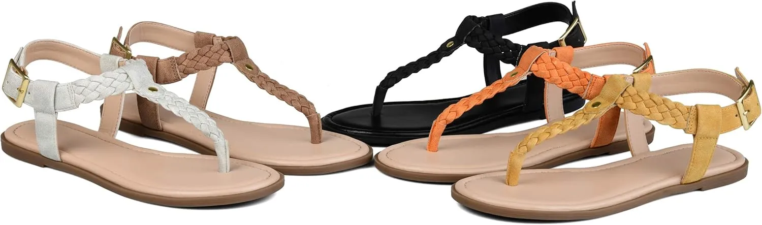 Journee Womens Genevive Ankle Strap Flat Sandals