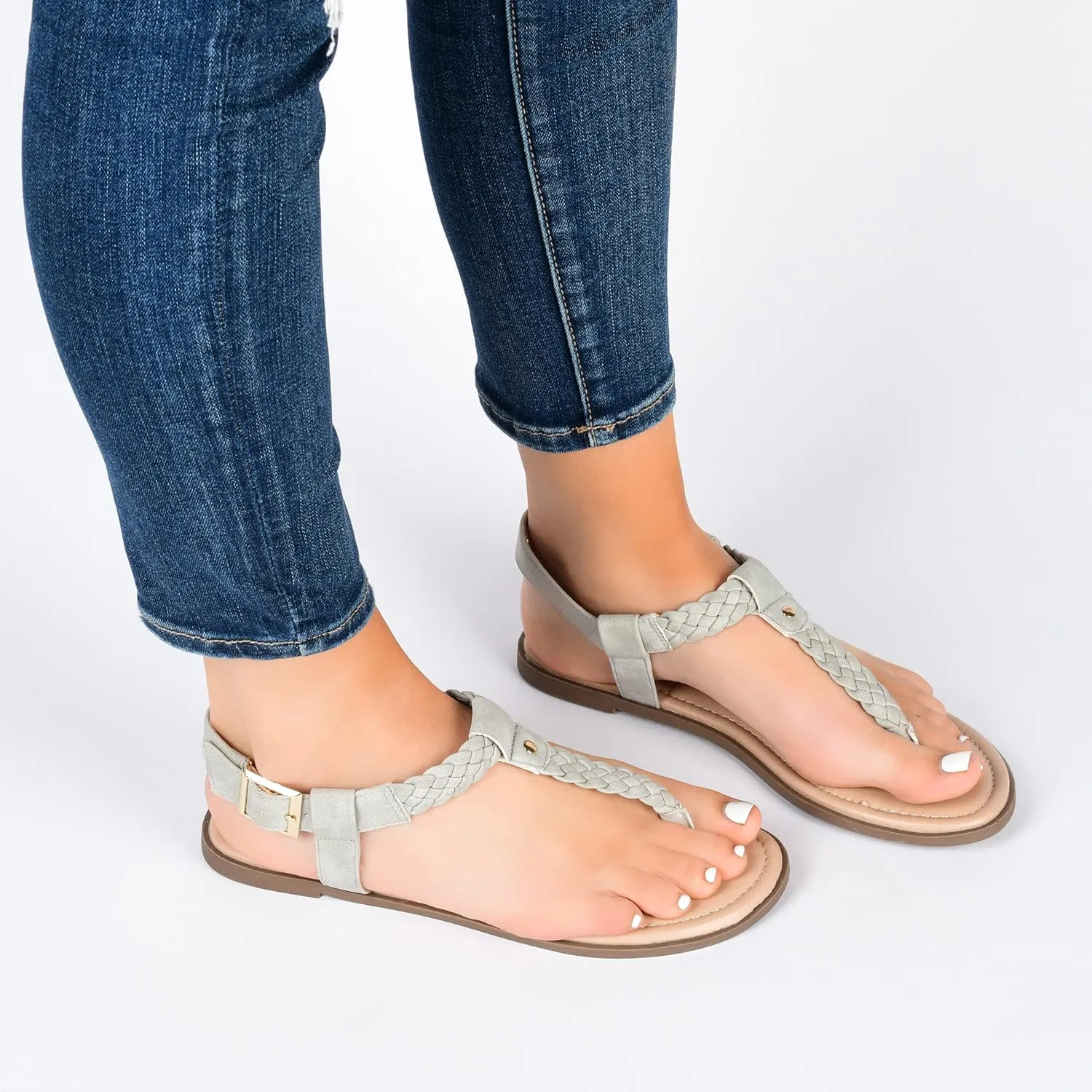 Journee Womens Genevive Ankle Strap Flat Sandals