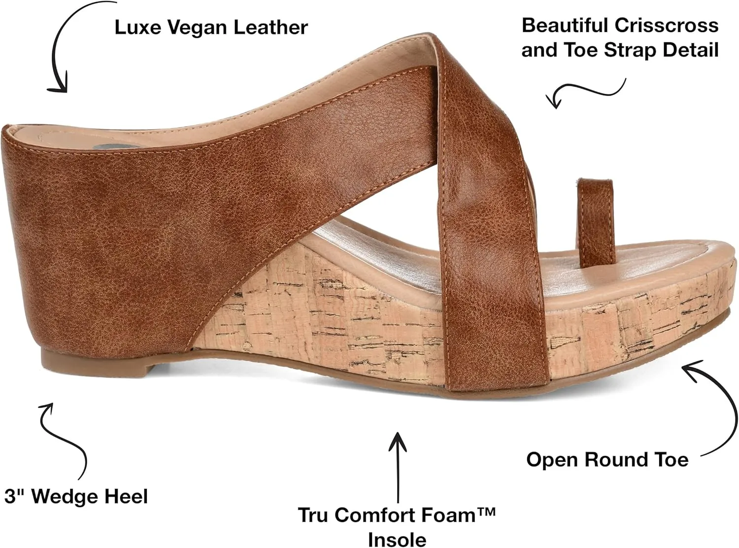 Journee Womens Rayna Tru Comfort Foam Wedge Heel Slip On Sandals