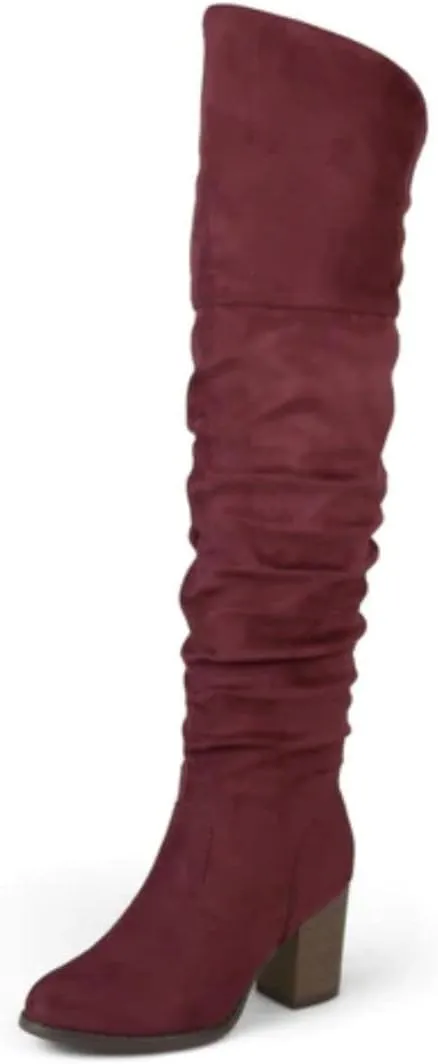 Journee Women's Wide Calf Kaison Boots Wine, 9