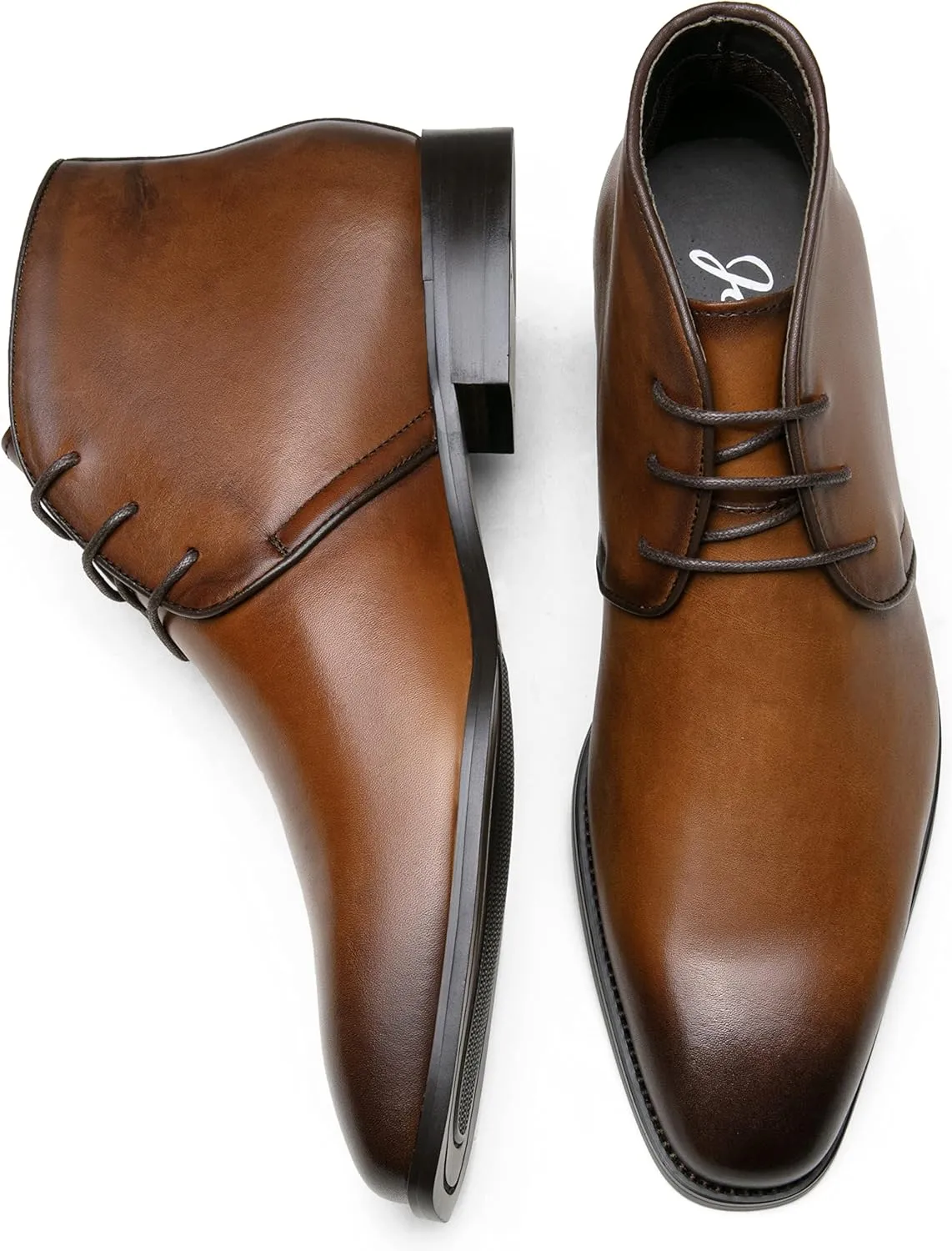 Jousen Leather Boots for Men Dress Classic Mens Boots Polish Retro Ankle Chukka Boots Mens