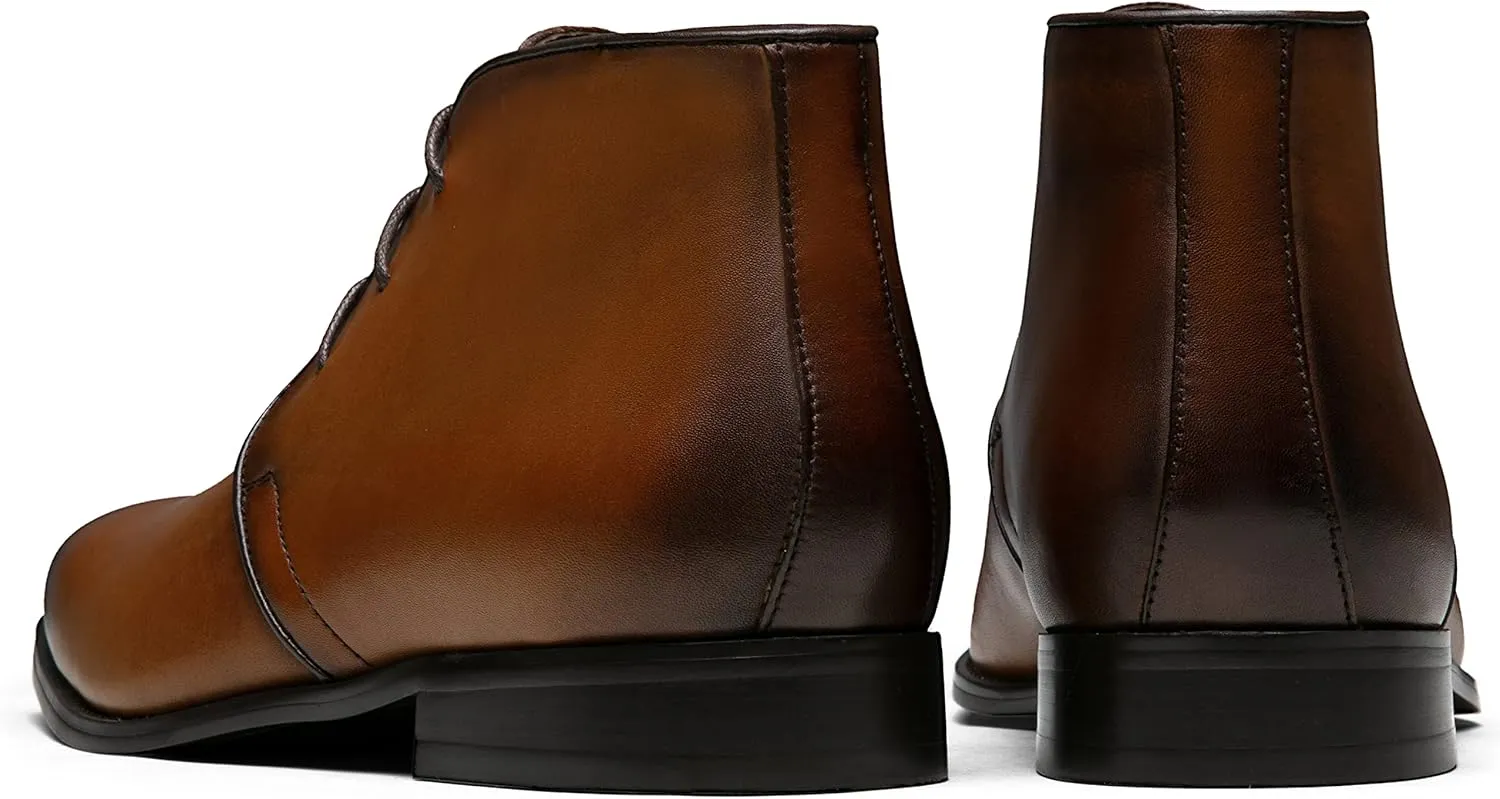 Jousen Leather Boots for Men Dress Classic Mens Boots Polish Retro Ankle Chukka Boots Mens