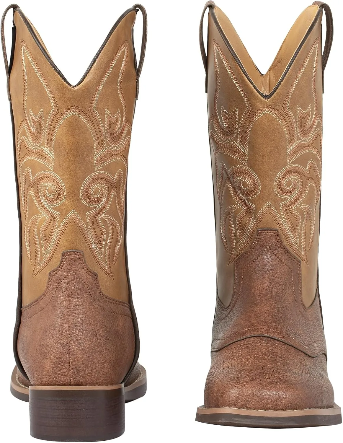 J's.o.l.e Cowboy Boots for Men Wide Square Toe Men's Western Boot Retro Classic Embroidered Country Boots