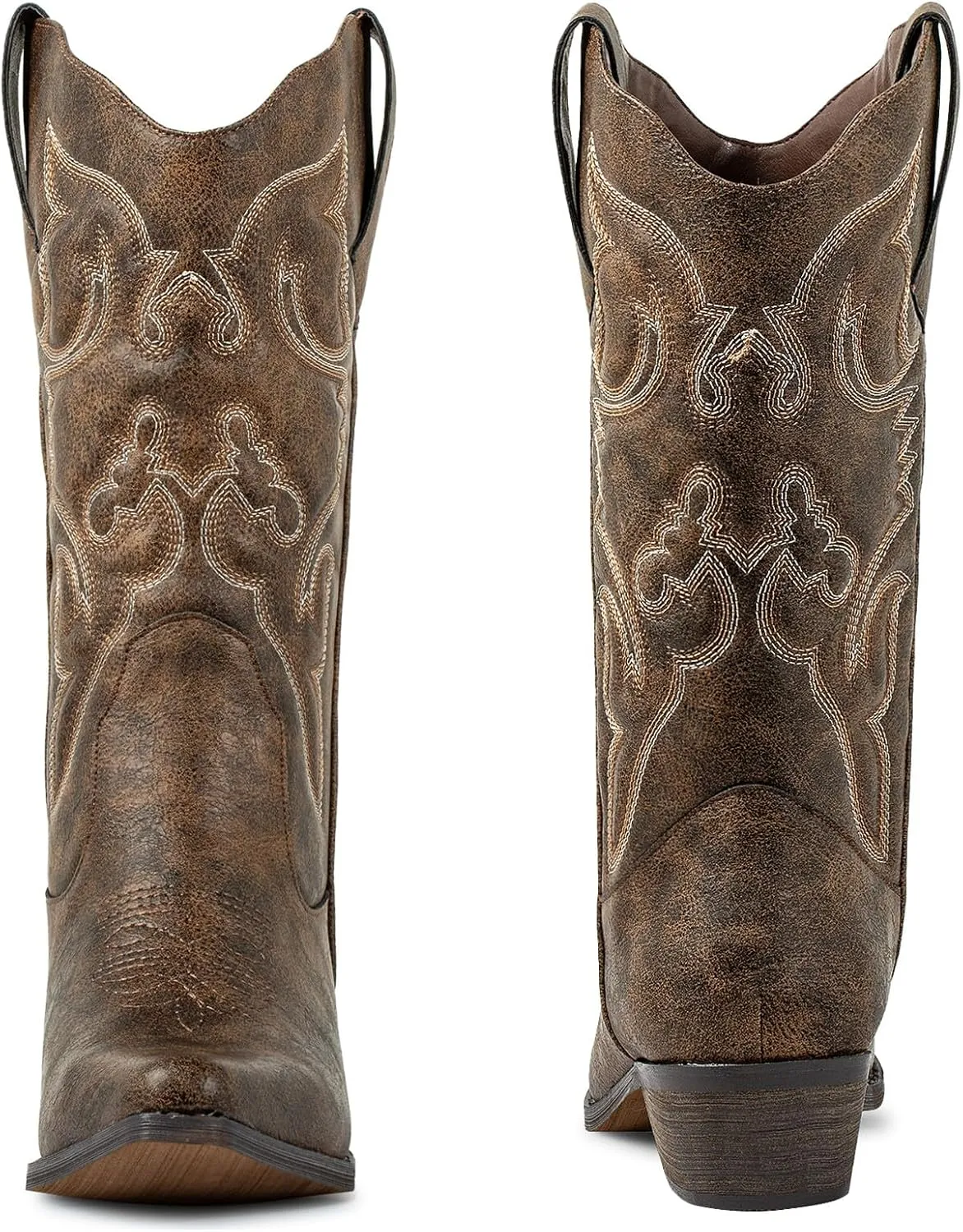 J's.o.l.e Cowboy Boots Women Snip Toe Cowgirl Boots Wide Calf Western Boots Brown