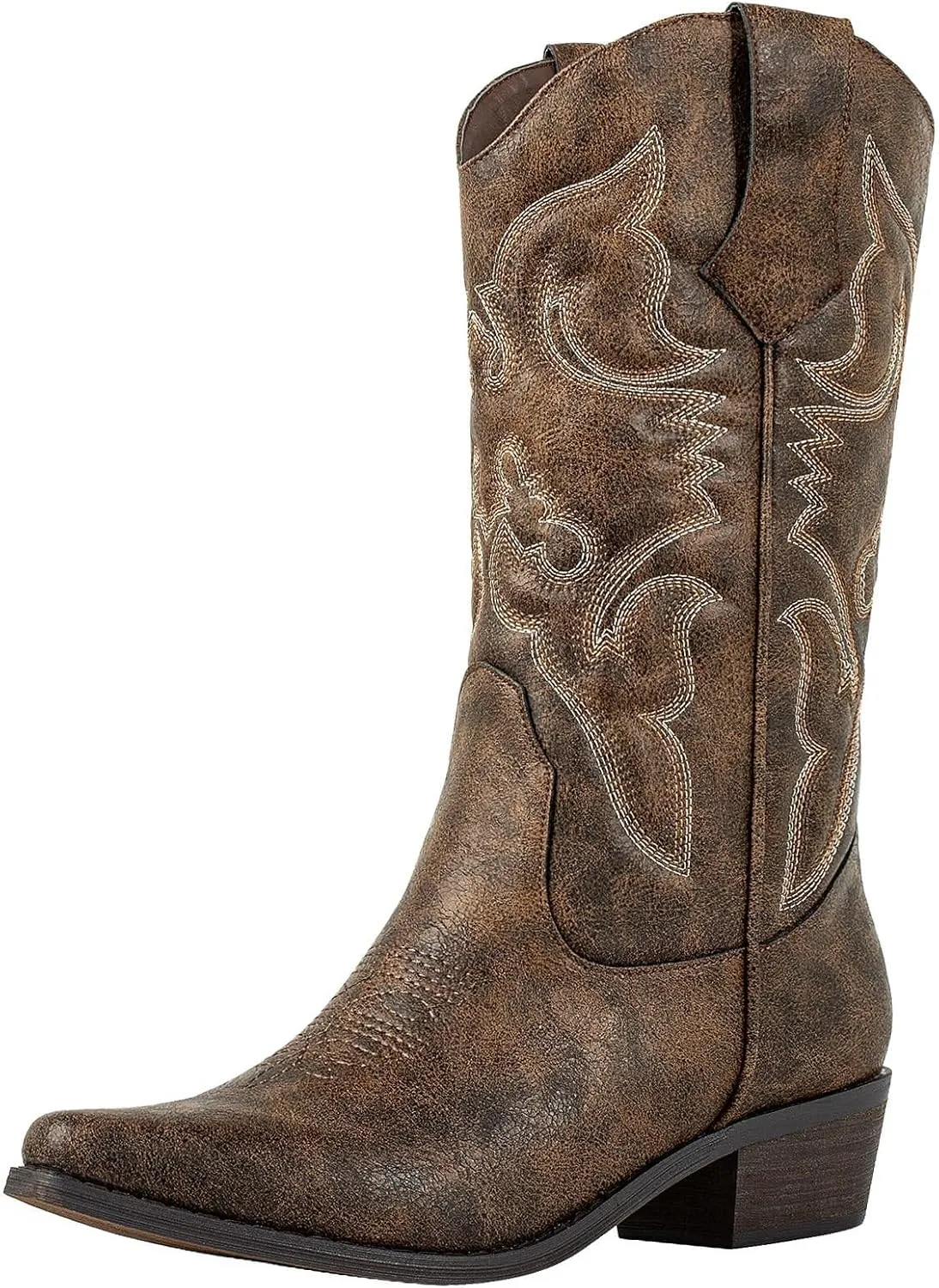 J's.o.l.e Cowboy Boots Women Snip Toe Cowgirl Boots Wide Calf Western Boots Brown