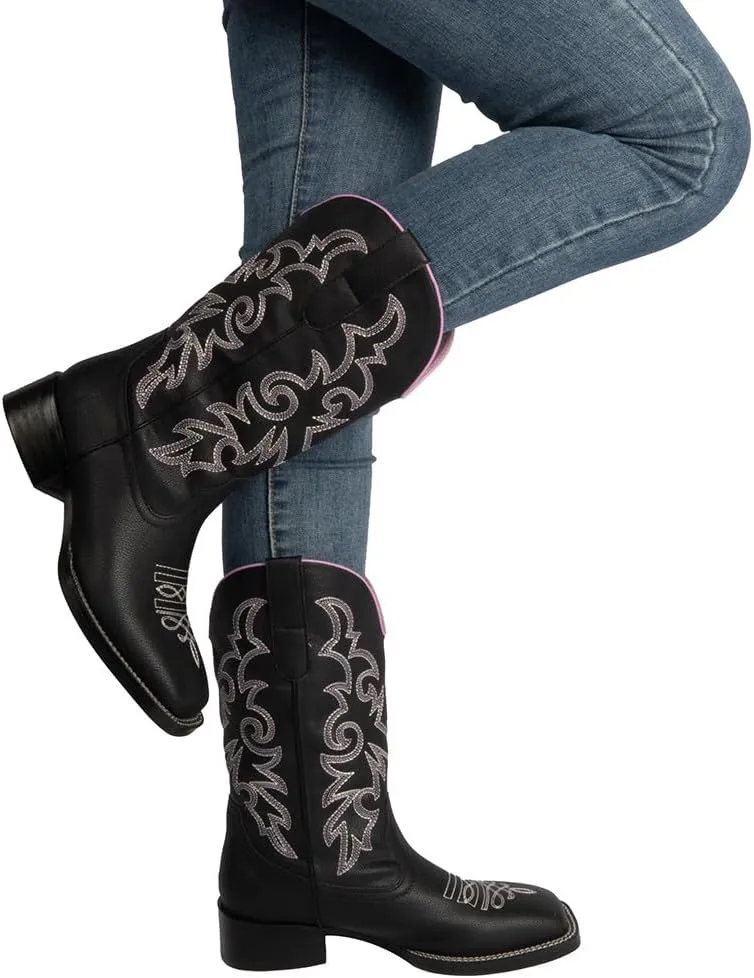 J's.o.l.e Fashion Cowboy Boots For Women Square Toe Wide Mid Calf Western Cowgirl Boots
