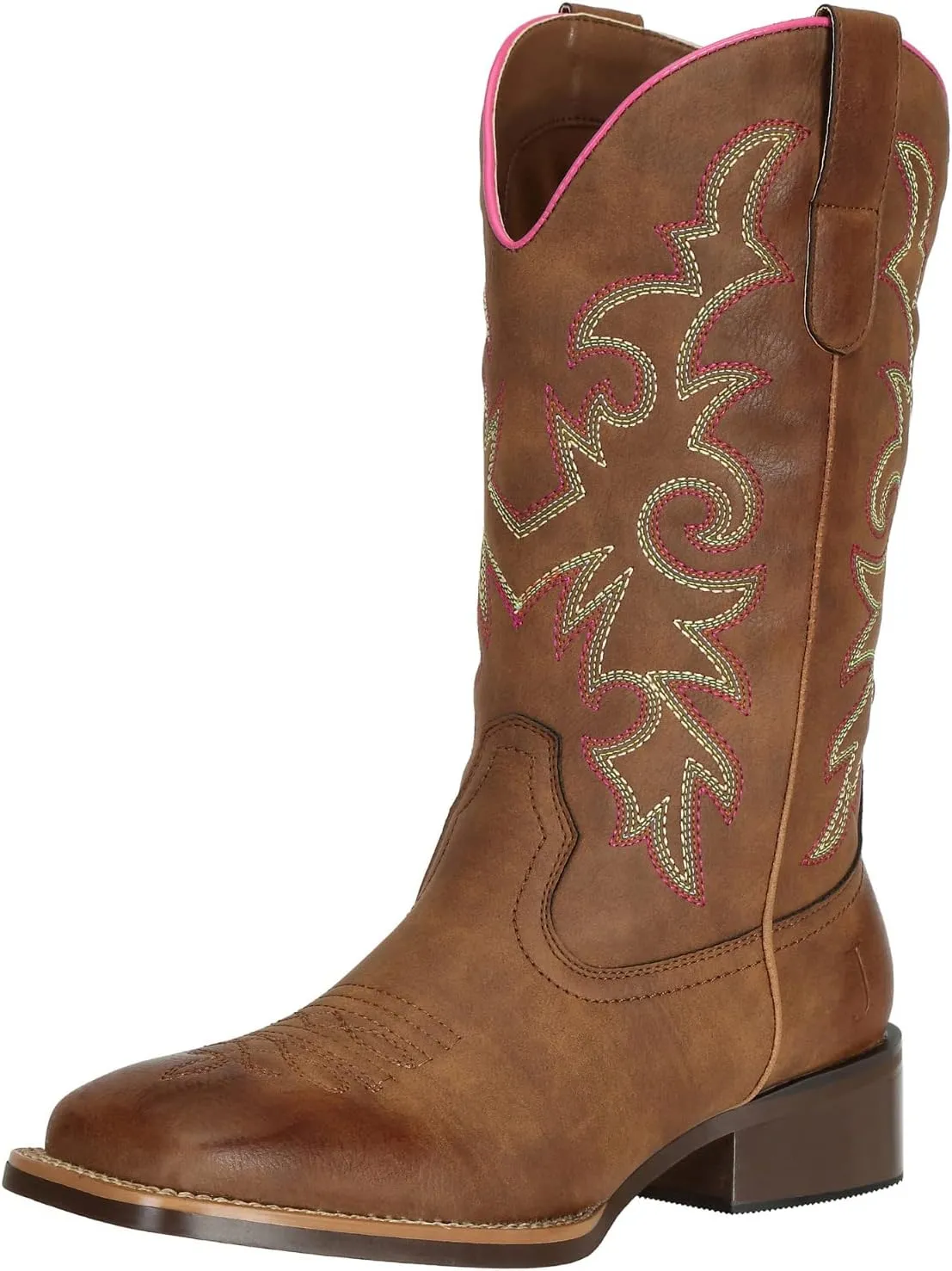 J's.o.l.e Fashion Cowboy Boots For Women Square Toe Wide Mid Calf Western Cowgirl Boots