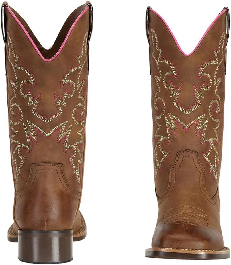 J's.o.l.e Fashion Cowboy Boots For Women Square Toe Wide Mid Calf Western Cowgirl Boots